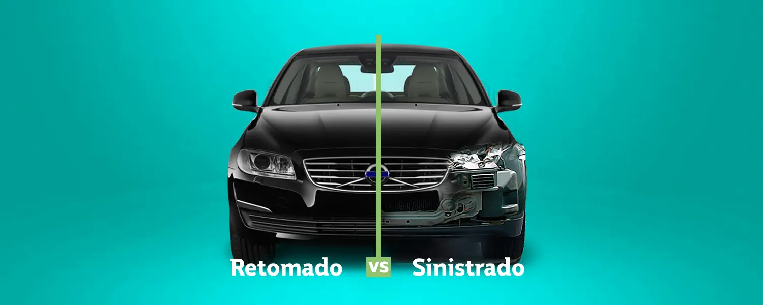 Imagem que representa a diferença entre carros retomados e sinistrados